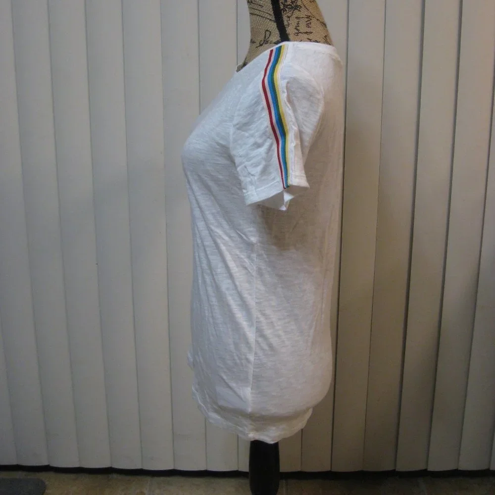 NWT Express white rainbow tee top shirt XS - Picture 3 of 6